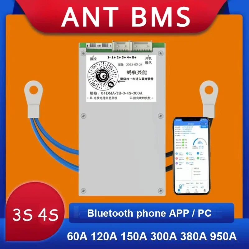 

Умный 3S фонарь BMS 12 В 950A 60A 150A 380A 300A Lifepo4, защита литий-ионного аккумулятора Lipo, фонарь Bluetooth APP, баланс ПК