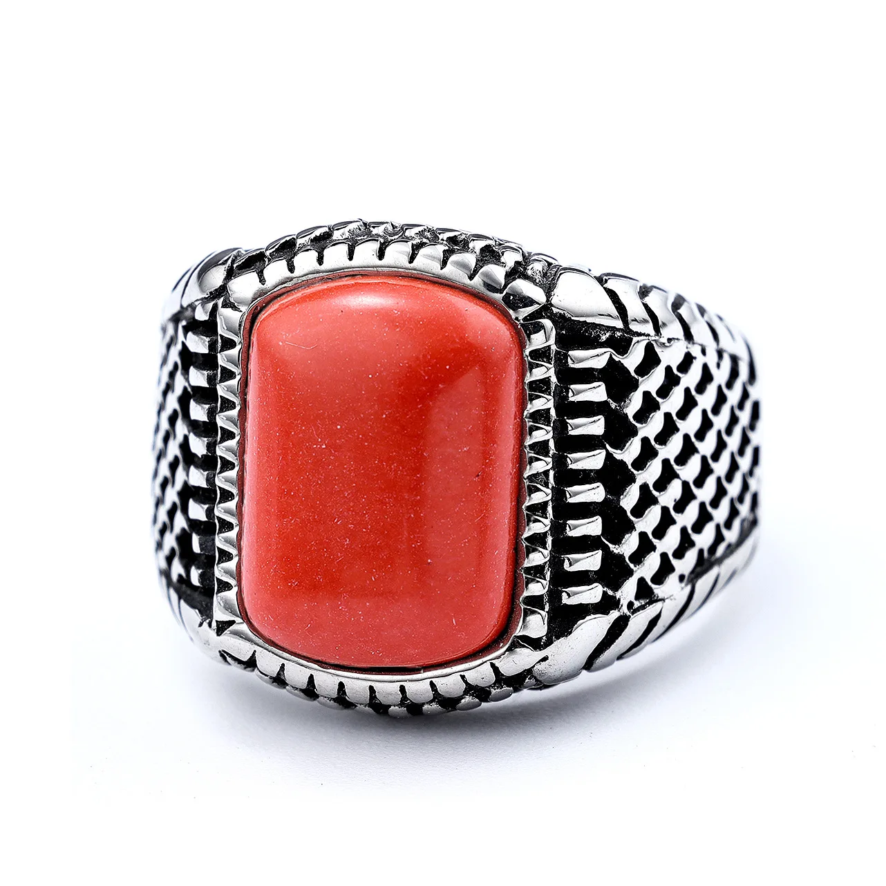 

Personality Hipster Punk Rock Hip-Hop Accessories Retro Gemstone Titanium Steel Domineering Ring