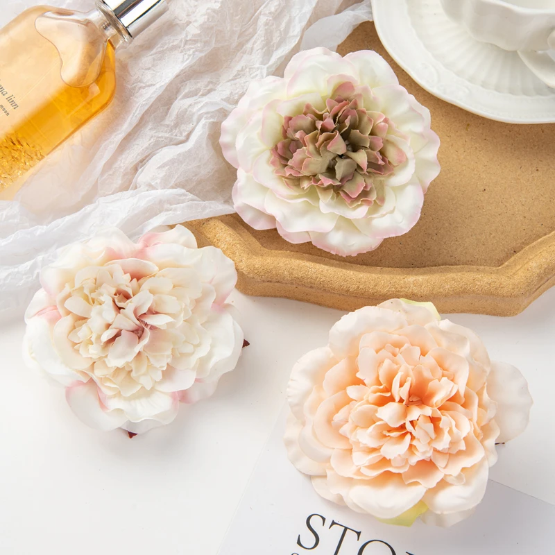 10 Stück Künstliche Blumen für Heimdekoration, Hochzeit, Garten, Rosenbogen, Bastelmaterial, Seiden-Dahlien, Künstliche Pfingstrosen, Weihnachtskranz – Detail 4