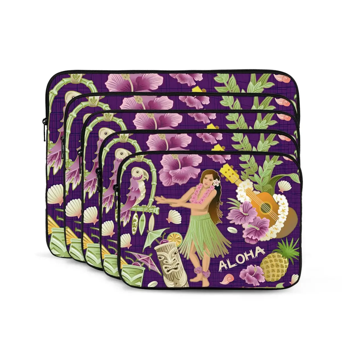 Mid Century Hawaii ,Tiki Pattern Computer ipad Laptop Cover Case17 15 13 12 10 Inch Laptop Sleeve Bag Portable Cover