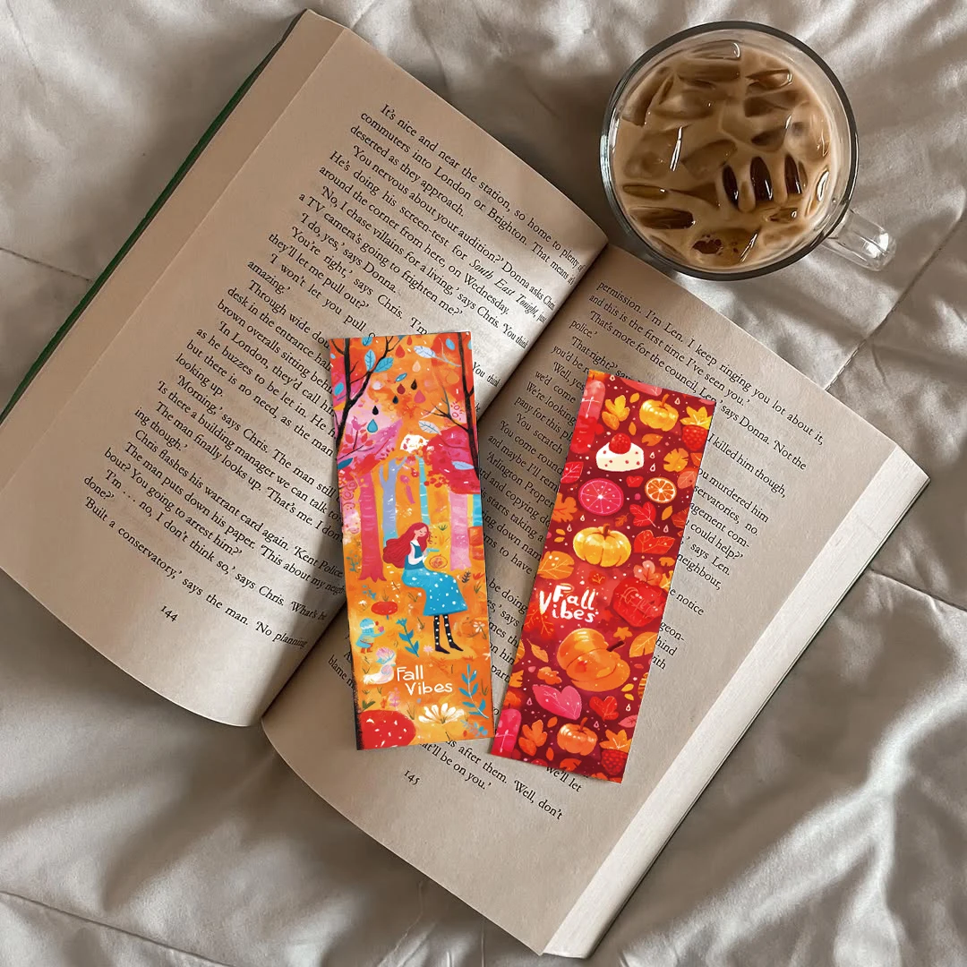 30PCS Fall Bookmarks Style Student Gifts Laptop Art Picture Creative Art Decoration Landscape Reading Book Page Marking Cards