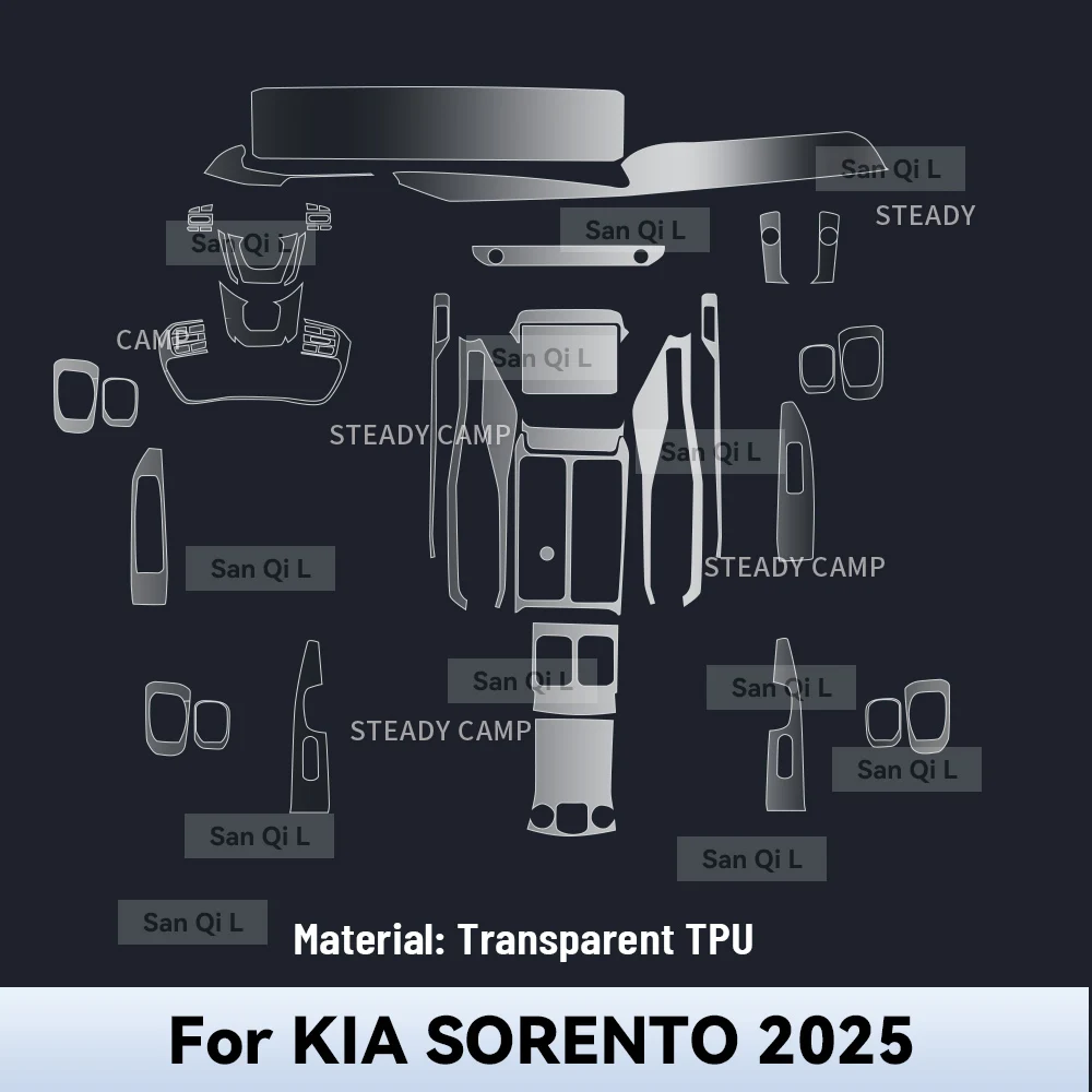 Transparent TPU For KIA SORENTO 2025 Car Center Console Dashboard Navigation Anti-scratch Protector Interior Film