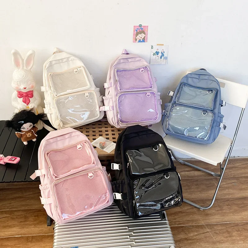 Japanese Backpack Women Kawaii Itabag Women New 2024 Transparent Large Capacity Ita Backpack School Bags for College Student JK