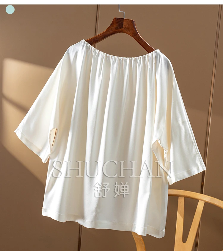 100% Natural Silk  Satin Loose Blouse Women 34B5  Blusas De Verano Mujer 2025 Blusas De Mujer  ladies tops