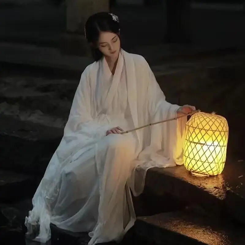 Weißes Hanfu-Kleid für Frauen, altes chinesisches Hanfu-weibliches Halloween-Fee-Cosplay-Kostüm, 2023, Sommerkleid, Hanfu-Kleid in Übergröße