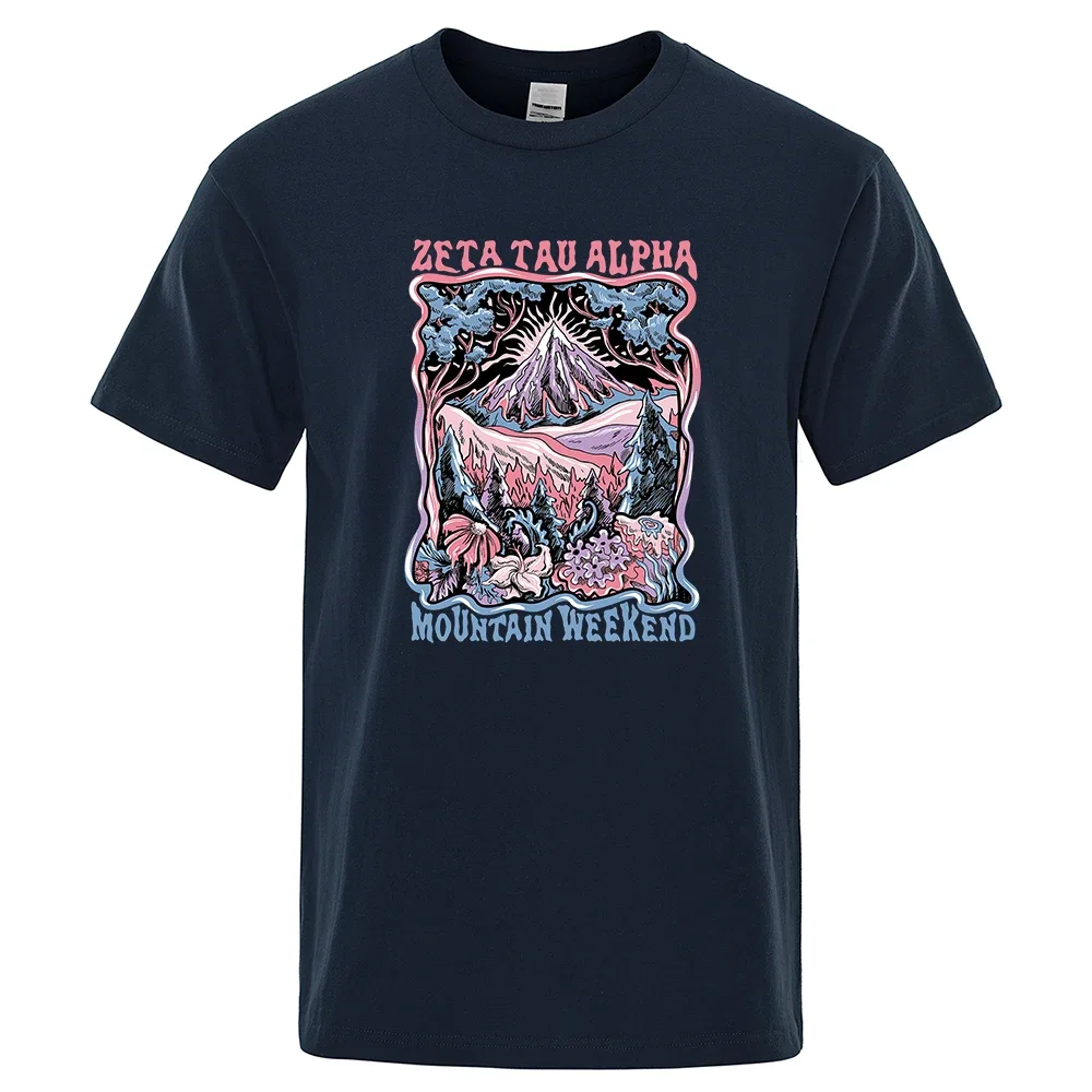

Повседневная хлопковая одежда, летние топы большого размера, свободные Модные мужские футболки Zeta Tau Mountain, Мужская футболка с принтом выходных