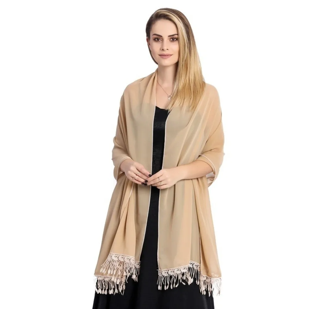 

Chiffon Women Chiffon Shawl Long Sun Protection Bridesmaid Shawl Hijab Lightweight Fabric Elegant Evening Shawl Wedding Ceremony
