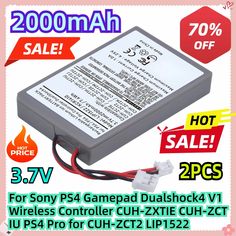 

For Sony PS4 Gamepad Dualshock4 V1 Wireless Controller CUH-ZXTIE CUH-ZCTIU PS4 Pro for CUH-ZCT2 LIP1522 2000mAh 2pcs