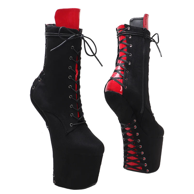 

LAIJIANJINXIA New Lace Up Ankle Boots Sexy Exotic Pole Dance Stripper young trend fashion color matching shoes 013