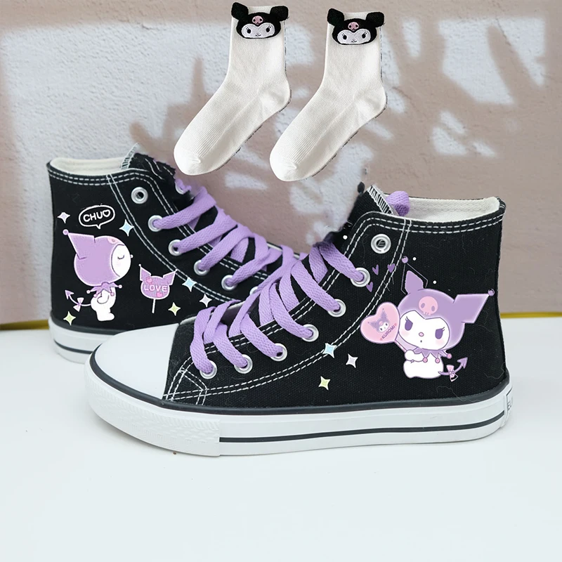 Sanrio Trampki Kuromi Anime My Melody Wysokie buty płócienne Cartoon Cute Cinnamoroll Casual Buty z miękką podeszwą Prezenty dla dziewczynek