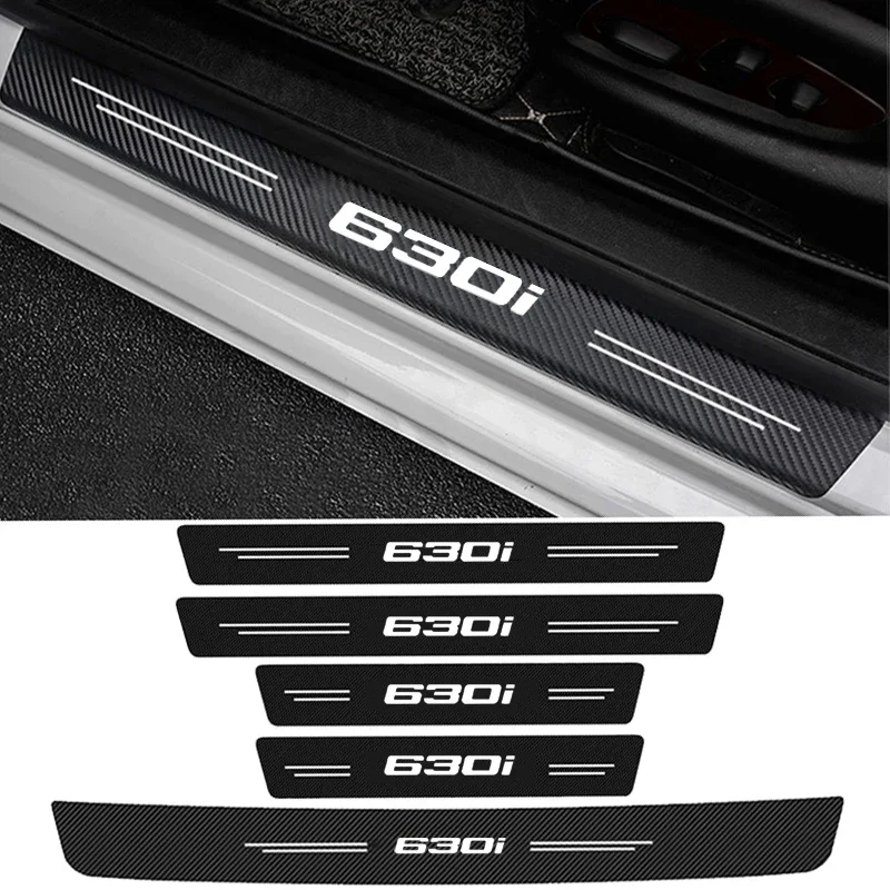 Car Door Threshold Strips Rear Carbon Fiber Trunk Bumper Protective Plate for BMW 6 Series 630i Emblem M6 E63 E64 2004 2010 2021