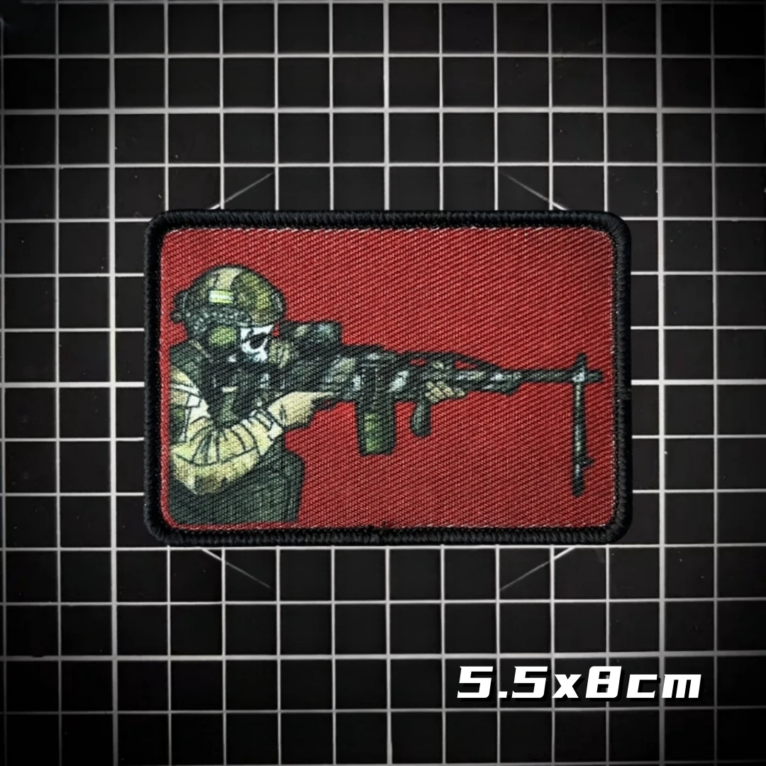 Win and Eat Roast Beef Patch Ghost Mask Soldier Tactical Morale Badge Backpack Hook and Loop Sticker