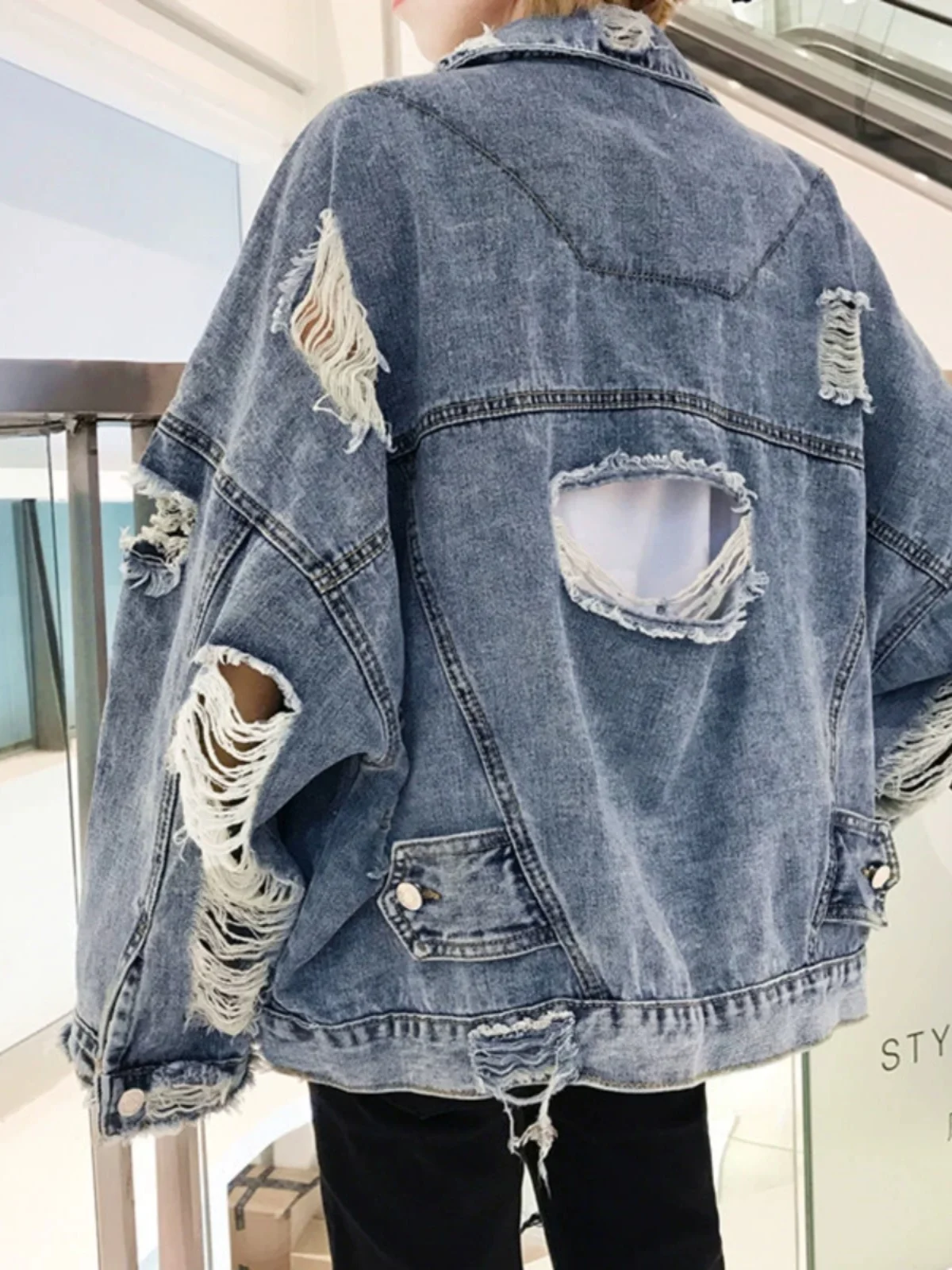 جايت رجالي فضفاض مناسب من قماش الدنيم المتعثر الكوري Sle ملابس غير رسمية للشارع Jaet ملابس خارجية عصرية شبابية من ألياف البوليستر #1