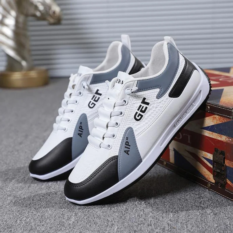 

2025 New Man Sneakers Lace-up Leather Sports Four Seasons Casual Running Shoes Men's Comfortable Forrest Gump Shoe for Men