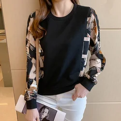 New Spring women Sweatshirts fashion patchwork Hoodies causal Sweatshirt Tops