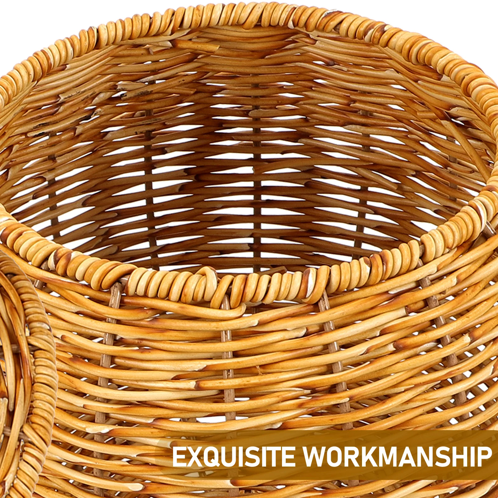 

Bamboo Woven Storage Basket With Lid For Kitchen Fruit Egg Holder Household Decorative Container Multifunctional Retro