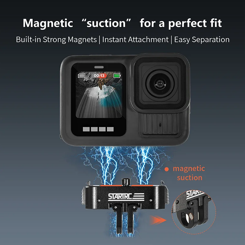 For GoPro Hero 13 Aluminum Alloy Magnetic Expension Bracket Quick Release Base Mount Holder Adapter Cycling Camera Accessories