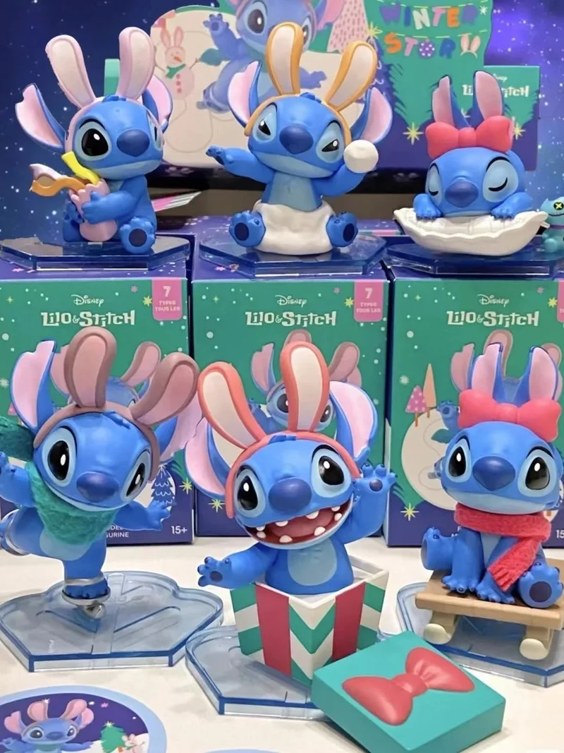 Authentic Name Creation Premium Blind Box Handmade Interstellar Baby Stitch Rabbit Winter Story Tour Blind Box Stitch Gift