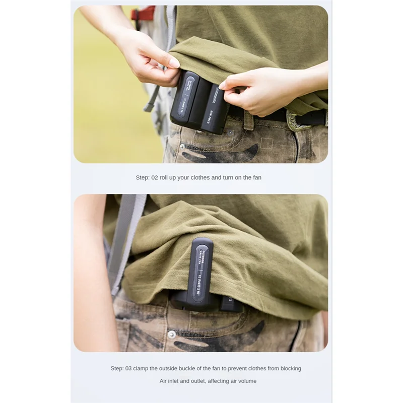 Ventilador de cintura colgante personal portátil USB 4500MAh recarga ventilador eléctrico portátil ventilador de aire acondicionado para deportes al aire libre-B