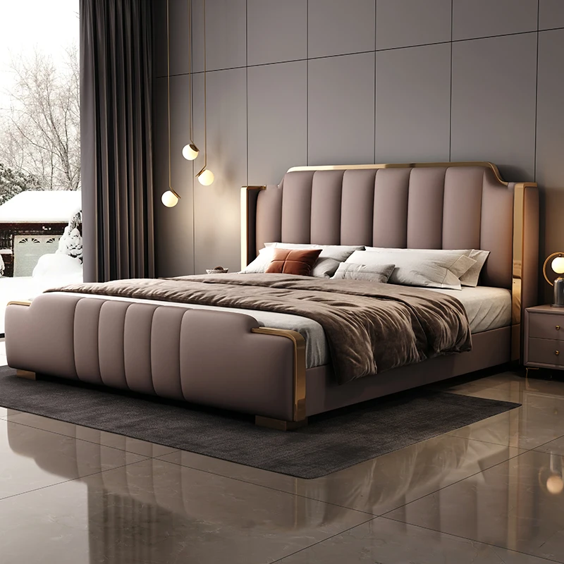 Italian Luxury Beds Leather Modern Simple Storage Beds Queen White Bedroom Double Somieres Marcos De Cama Bedroom Furniture