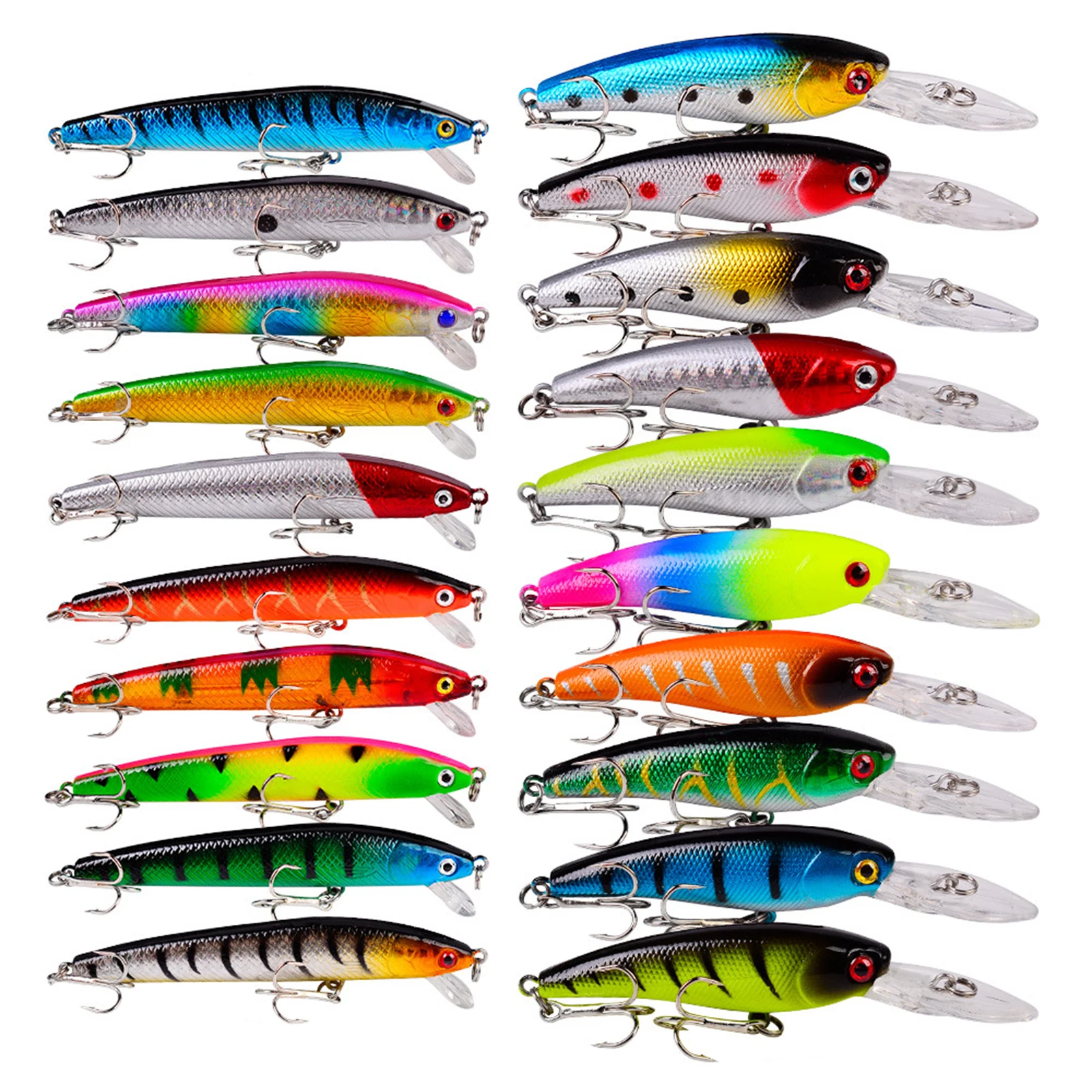 

20Piece Fishing Lures Kit Plastic Fishing Lures Baits Set with Hooks for Saltwater Freshwater Fish Fishing Gear Gifts for Men