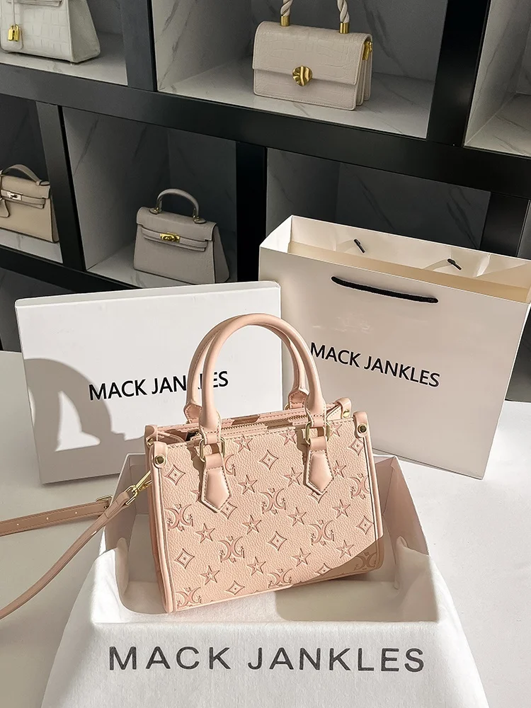 

Mack Jankles Luxury Leather Ice Plum Pink Embossed Crossbody Handbag Women's Fashionable New 2026 Shoulder Bag Handbag