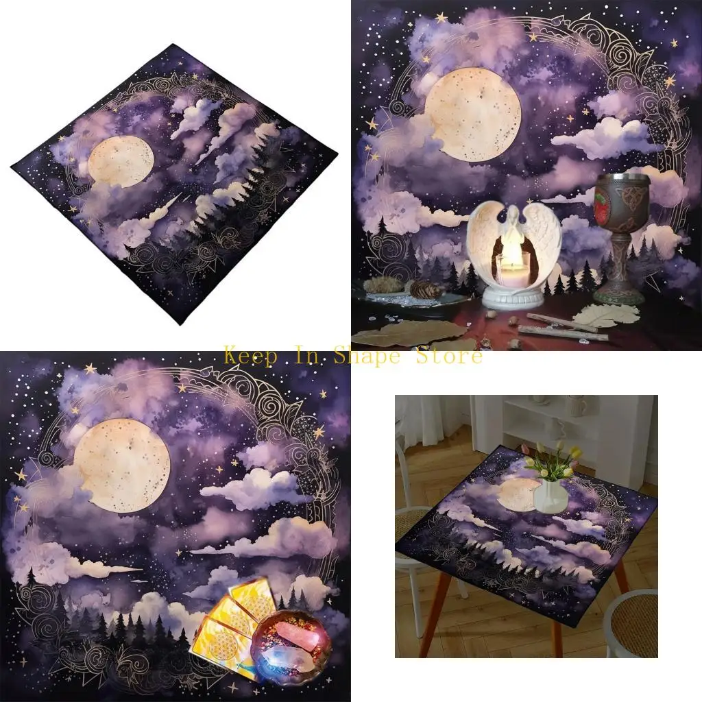 U1JC Multifunctional Tarots Card Table Cover Square Decorations Tablecloth Witchcraft Divination Altar Table Cloth