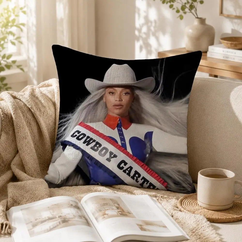 Singer B-Beyonce Cowboy Cushion Cover Organic Linen Square Pillow Case Naturally Durable Hypoallergenic Gentle On Sensitive Skin