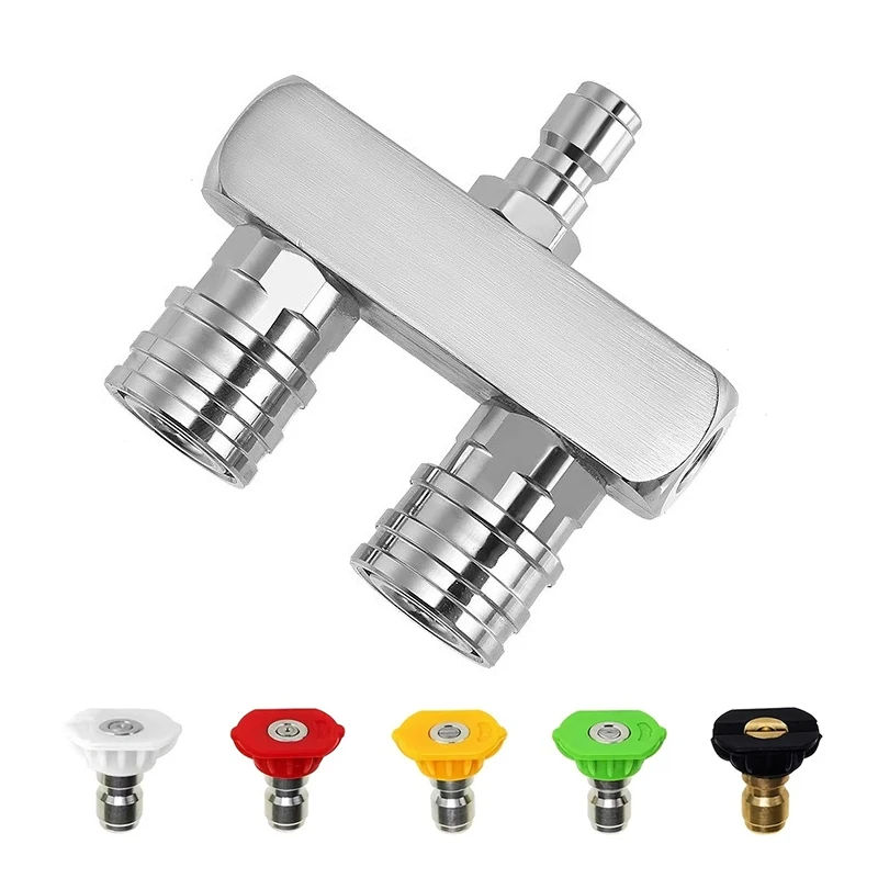Pressure Washer Dual Turbo 2-in-1 Nozzle Tip 1/4'' Quick Connect with 5 Color Pressure Washer Cleaner Gun Spray Nozzles Tips