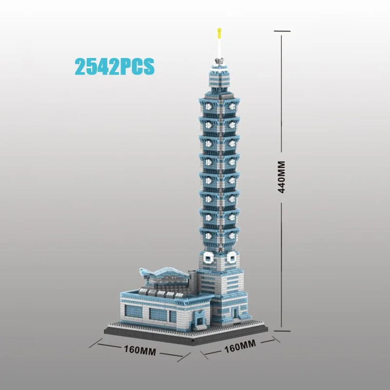 Nanobrick arquitetura moderna mundialmente famosa micro blocos taipei 101 edifício centro financeiro china taiwan modelo tijolo brinquedo presentes