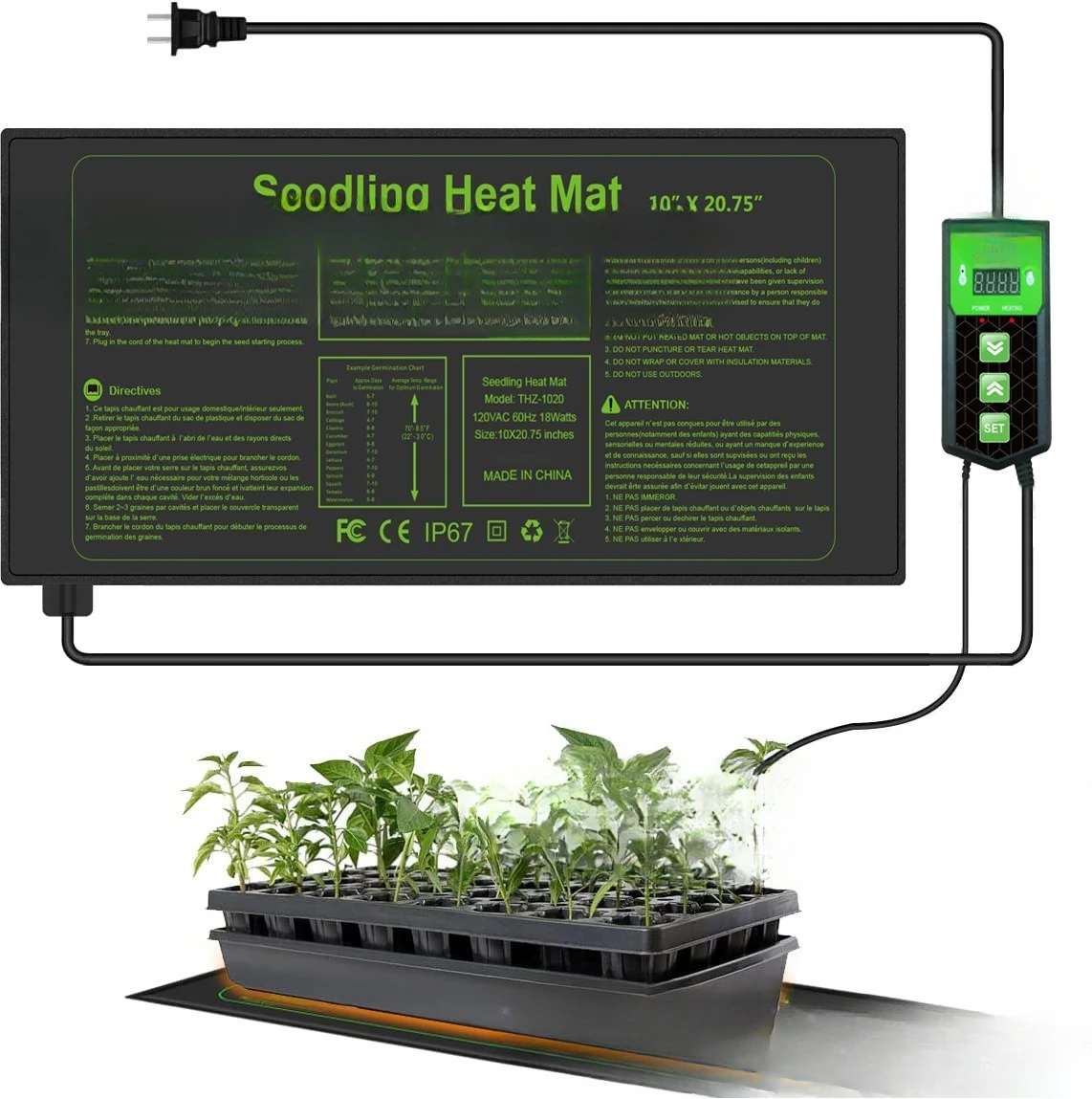 

Plant heating pad with thermostat, seed seedling electric heating pad, waterproof, cold-resistant and flame retardant