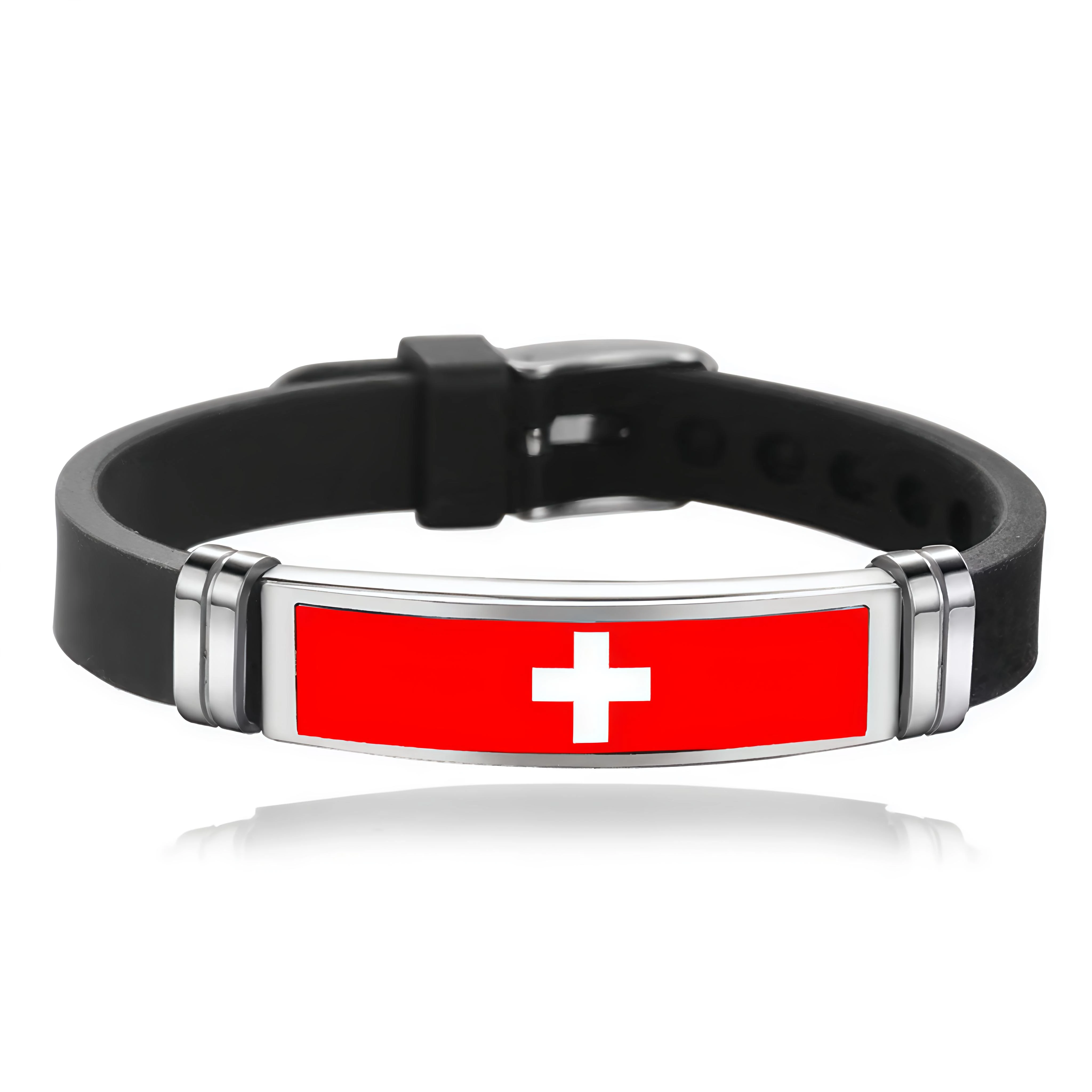 Fashionable Men Women Swiss Flag Bracelet