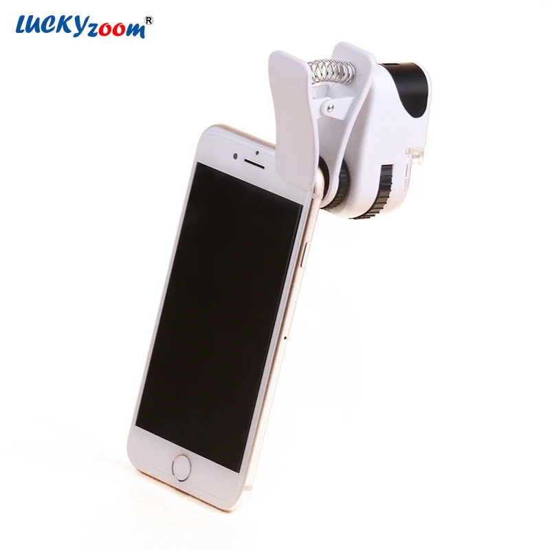 50X Zoom Mini Universal Cell Phone Microscope Magnifier With Clip Pocket Magnifying Glass With LED/UV Light Illuminated Loupe