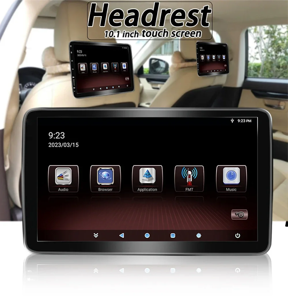 Android 12 Car Headrest Monitor 10inch 2+32GB 4+64GB Car Monitor Rear Seat Entertainment System With FM Wifi Function