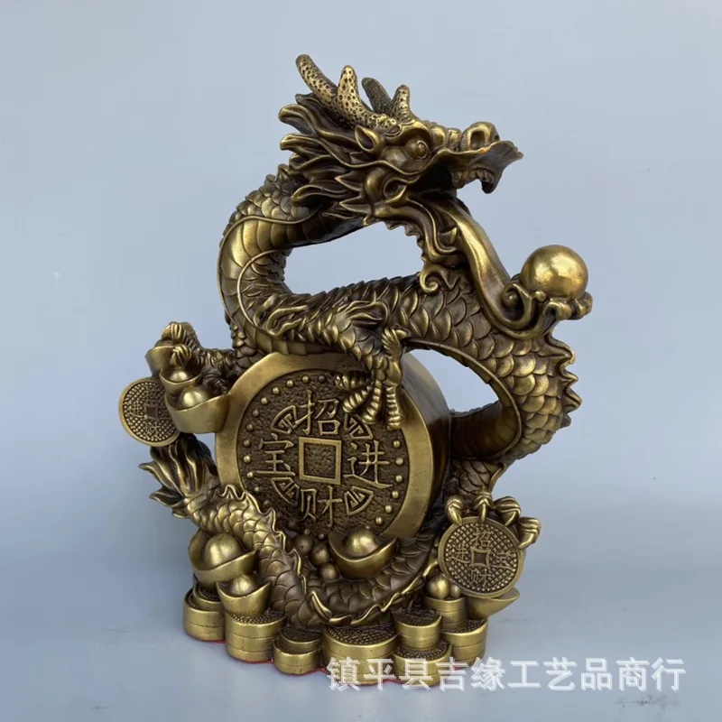 Brass Spitting Pearls Water-Absorbing Craft Gift Home Living Room Office Decoration Money Dragon Ornament