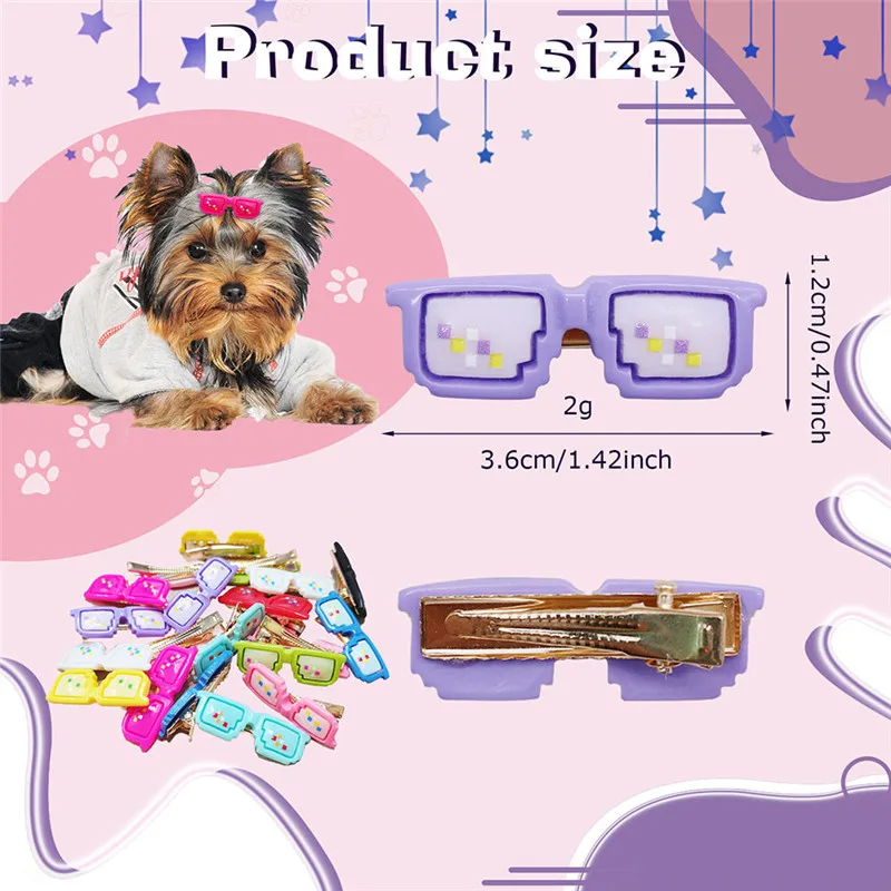 New Dog Hair Clip Fashion Sunglasses Shaped Hair Clip for Small Dogs and Cats Pet Grooming Accessories Puppy Bows Pet Supplies