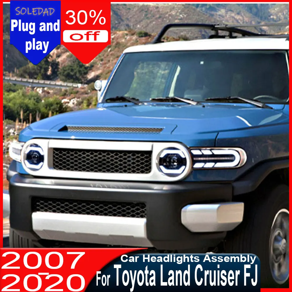 Car headlights for Toyota Land Cruiser FJ LED Headlight 2007 2008 2009 2010-2020 FJ Head Lamp Assembly Drl Projector Lens