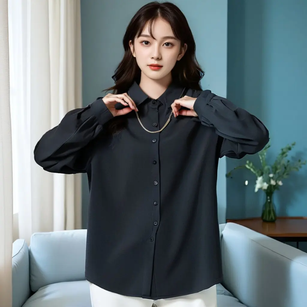 

Очень большая женская рубашка с длинным рукавом, корейский стиль, нишевая дизайнерская куртка для больших размеров, модная осенняя коллекция