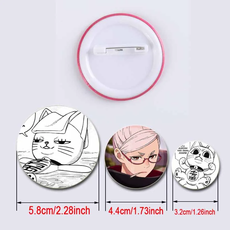 32/44/58mm Anime Dandadan Cartoon Character Lapel Pins Creative Round Brooches Badge for Backpack Decoration Gifts