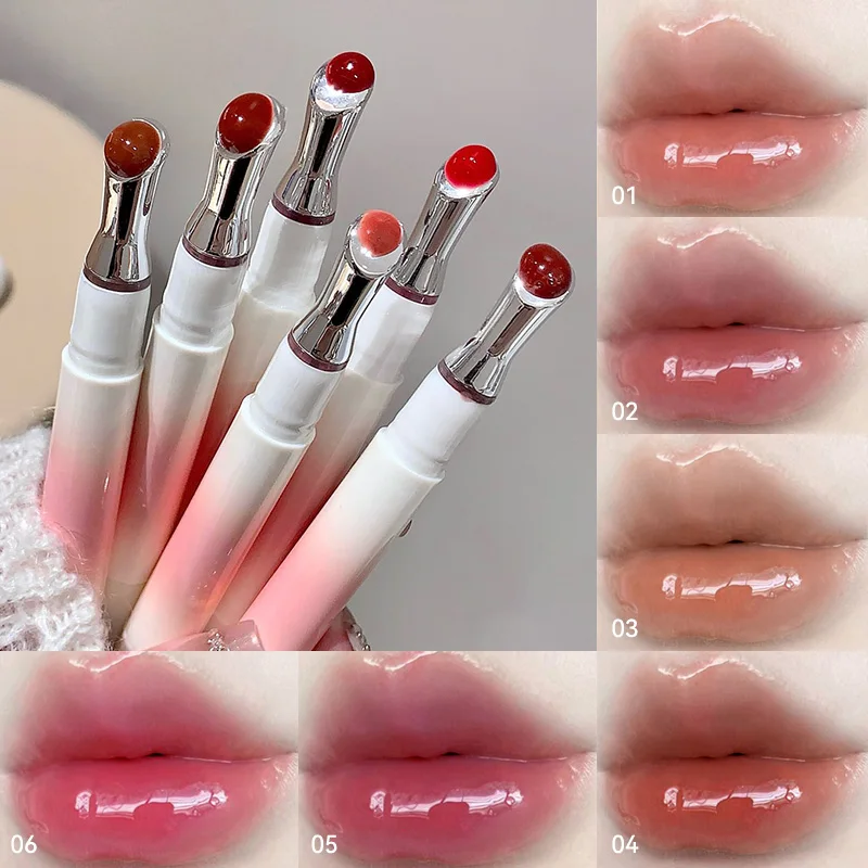 Kakashow Spiegel Waterige Lipgloss Ijzeren Borstelkop Jelly Lipgloss Hydraterende Lip Tint Lippenstift Natuur Naakt Lippen Make-Up Cosmetica