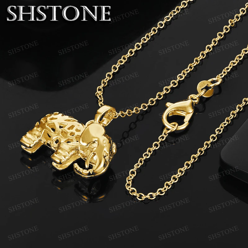 Hot 18K Gold Pretty Elephant Pendant Necklace for Women Fashion Wedding Party Designer Jewelry Gifts