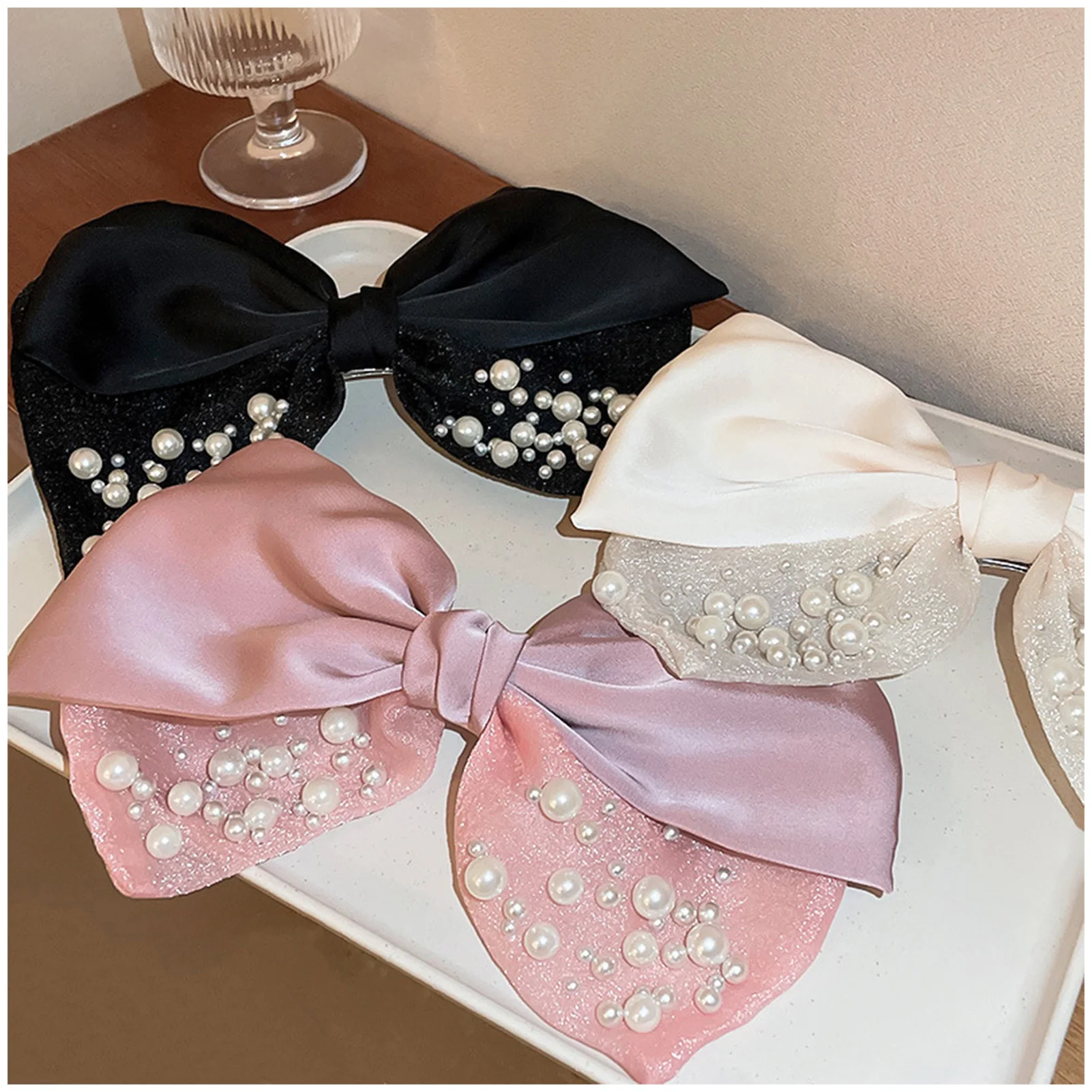 Spring Hair Barrettes Lazy Fashion White Bowknot Nonslip Hair Weaving Jewelry for Bridesmaid Wedding Banquet Newly