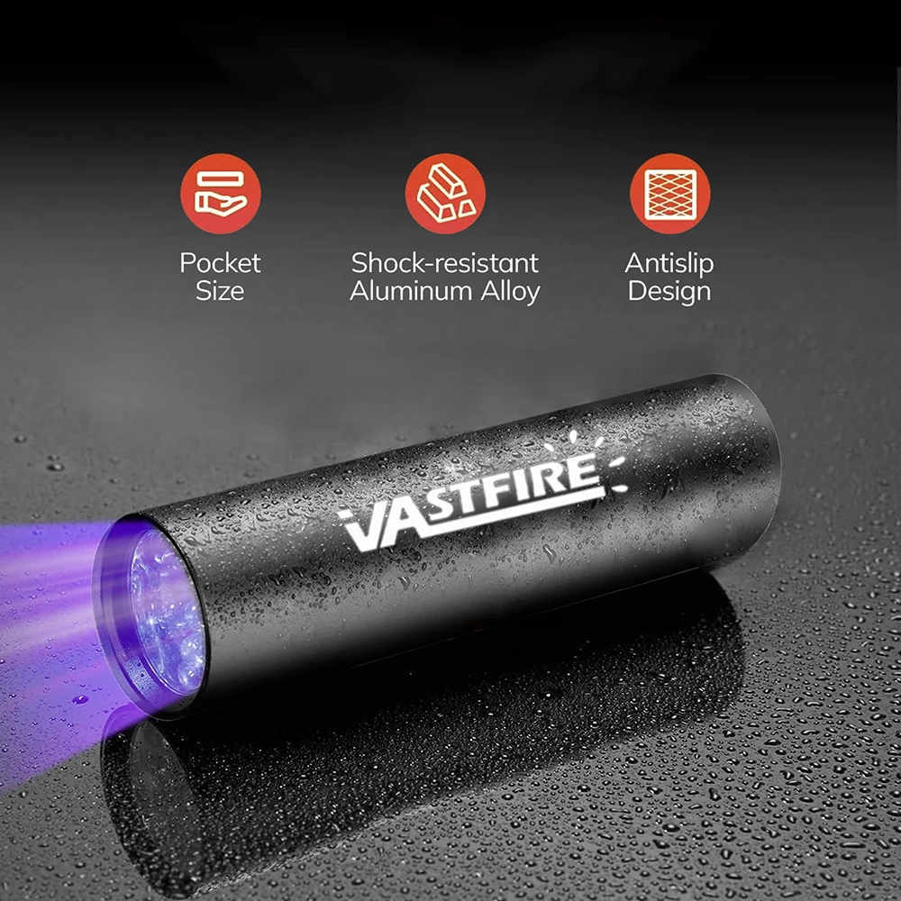 365nm UV Black Light Torch Rechargeable Portable Purple Flashlight Detector for Curing Colloidal Pet Moss Cat Stains Detector