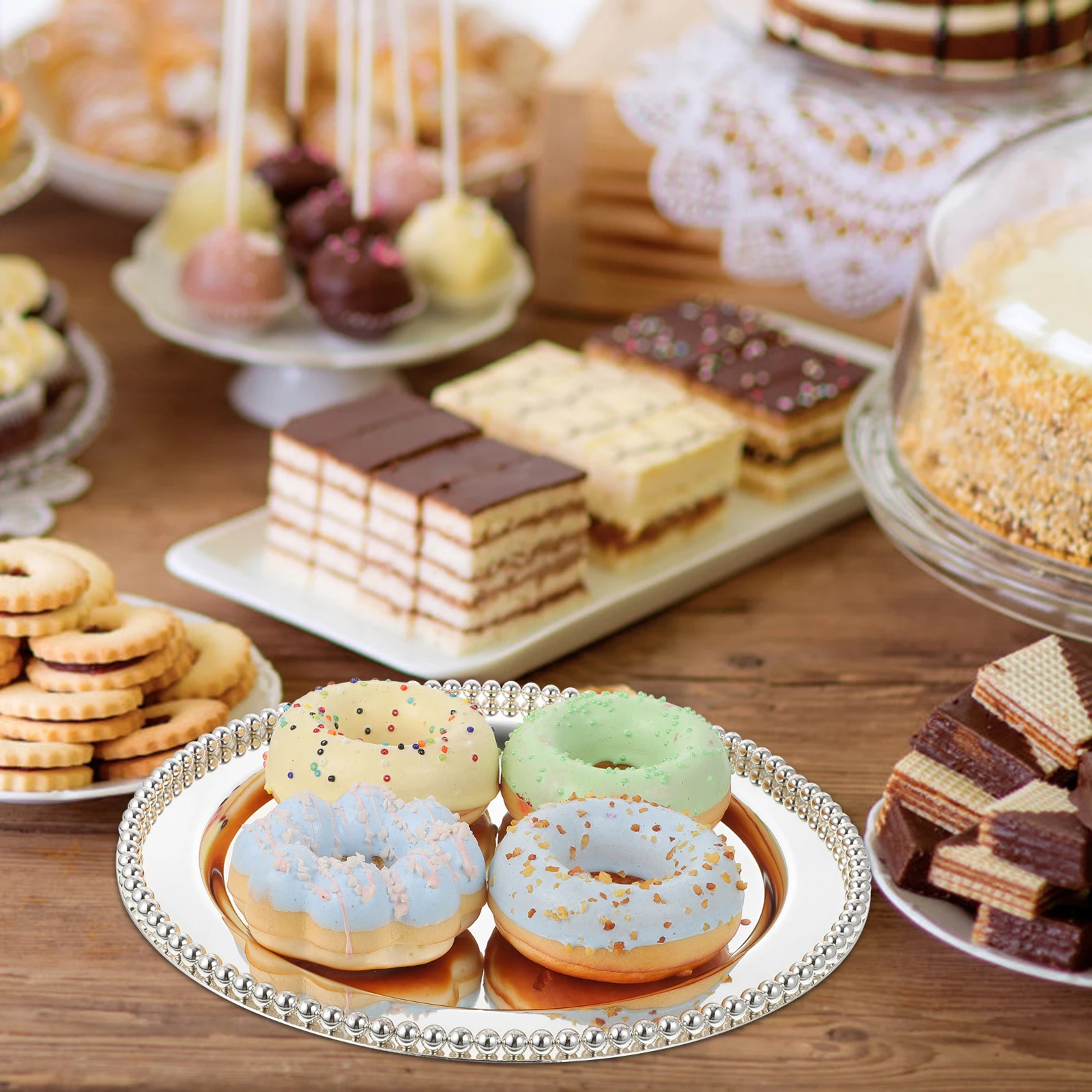 

Металлическая тарелка с фруктами, тарелки для кексов, посуда, десертная плоская сервировка еды, винтажная посуда, закуски