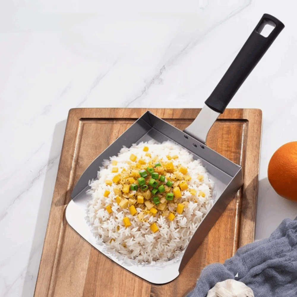 

Лопатка для переноса еды из нержавеющей стали, большой размер, противоожоговая ручка, лопаточка для барбекю, профессиональная сковорода, прибор для перемещения еды, картофель фри