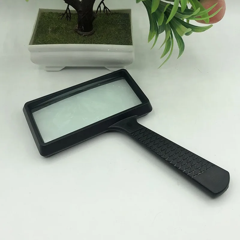 2PC Helping Hands 10X Handheld Square Reading Magnifier Magnifying Glass 84026 ABS+Glass Lens For Magazine Books Newspaper Loupe