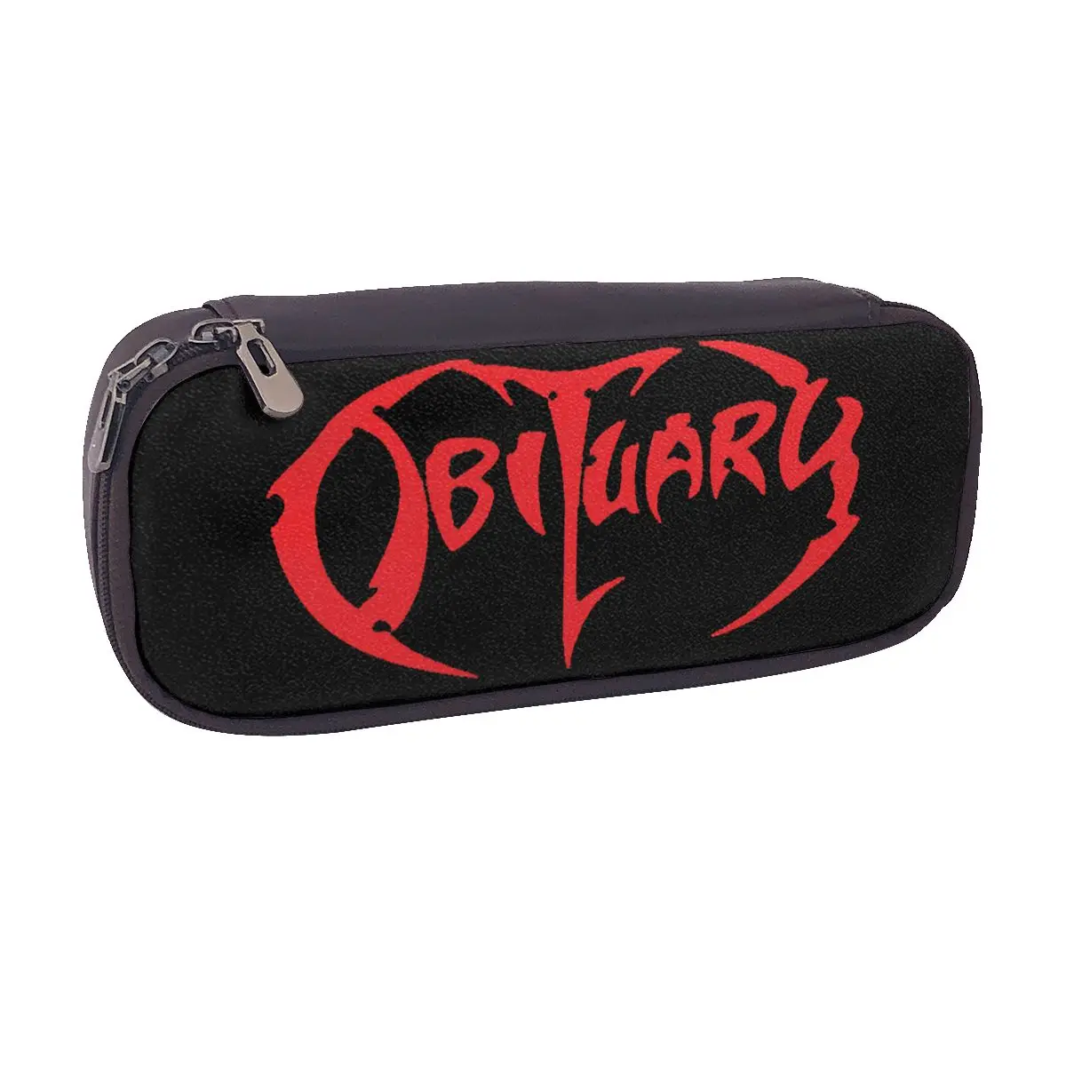 Adult Obituary Band Logo Death Metal Trucker Leather Pencil Case for Gifts Pen Box Pencil Bag Stationery Supplies Pen Holder Bag
