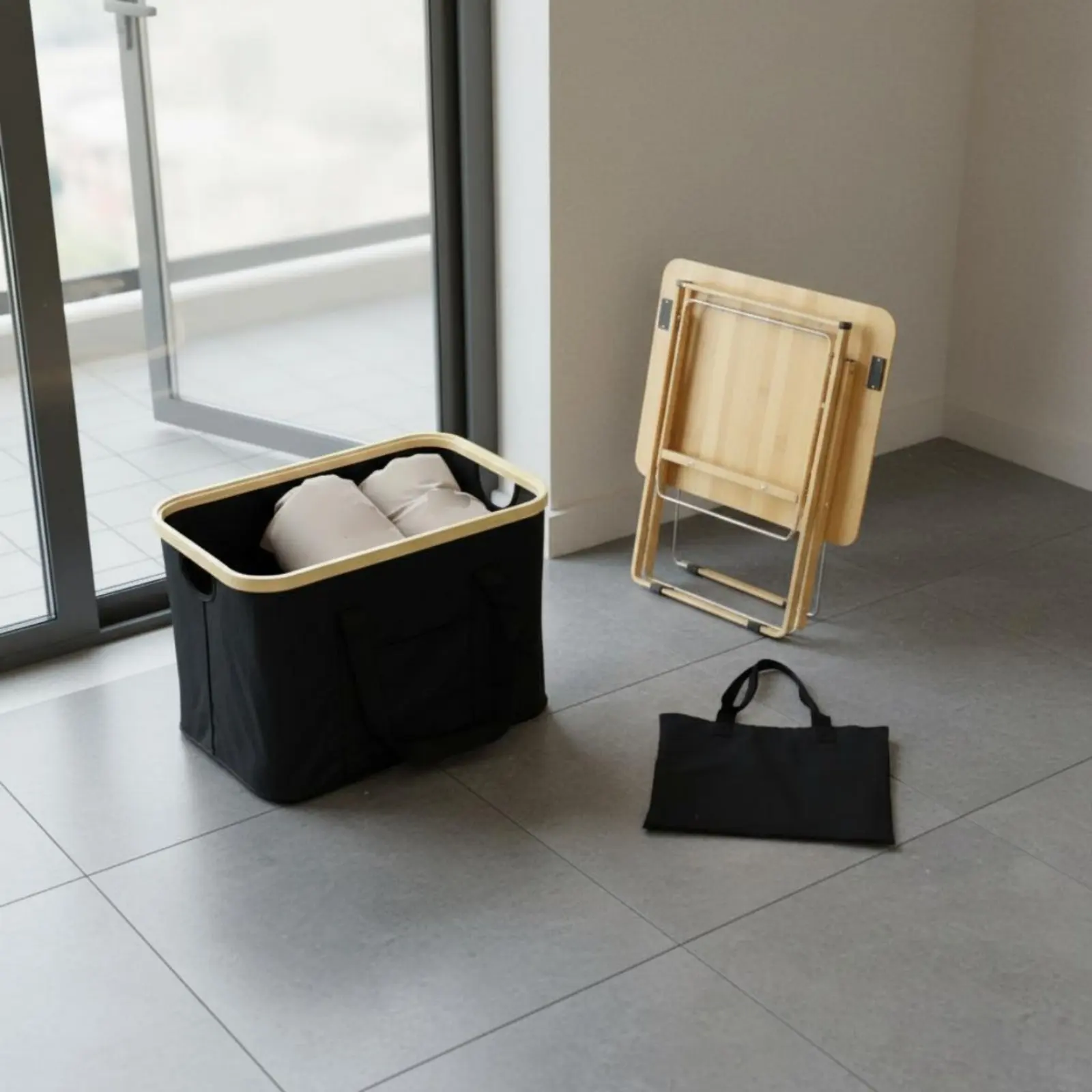 

Camping Storage Box with Surface Top Versatile Folding Camping Box Table Foldable Basket Table Large Capacity for Picnickers