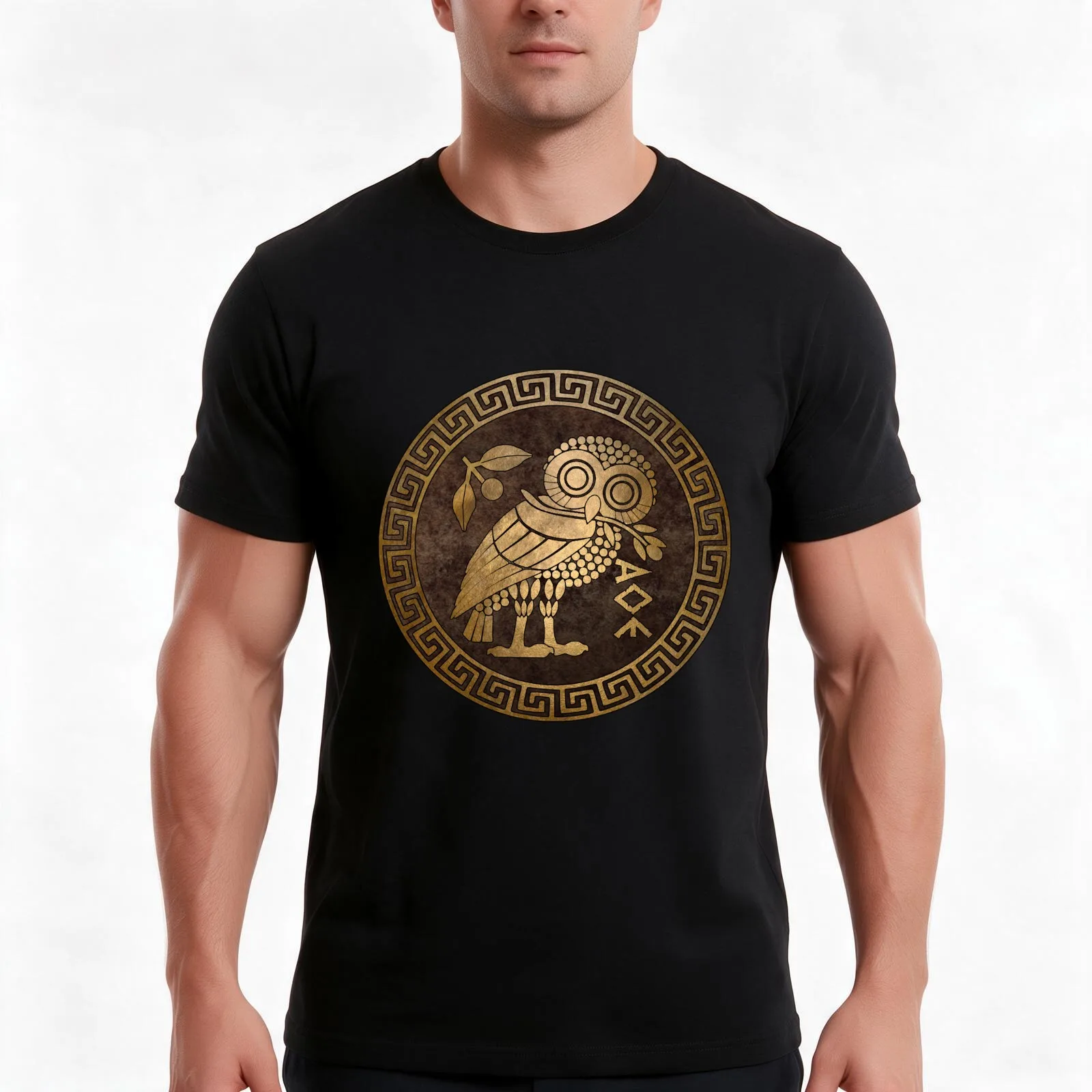 Athens Ancient Greece Athenian Owl Symbol of Goddess Athena T-Shirt, Summer Casual Cotton Tee, Oversized Streetwear Tops