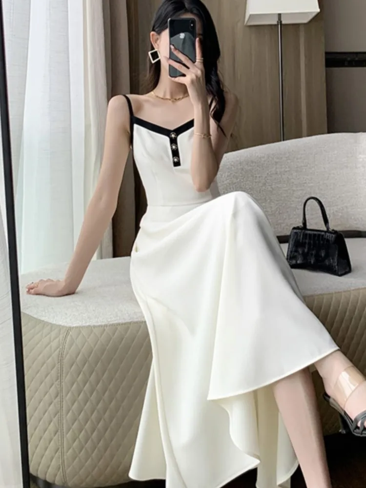 Elegant 2-Piece Dress Set for Lady Cropped Coat A-Line Midi Camisole Dresses Slim Korean Fashion Female Suit Spring Autumn New